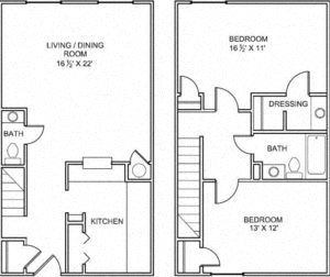 2 Bedroom 1.5 Bath TH Large