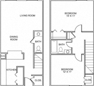 2 Bedroom 1.5 Bath TH Small