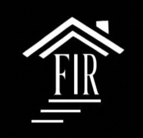 A black and white logo with a house shape and the letters "FIR" below it.