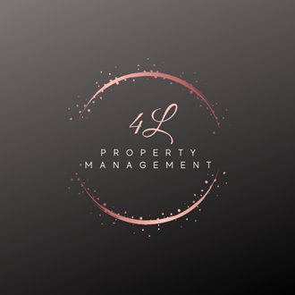 a logo for a property management company on a black background