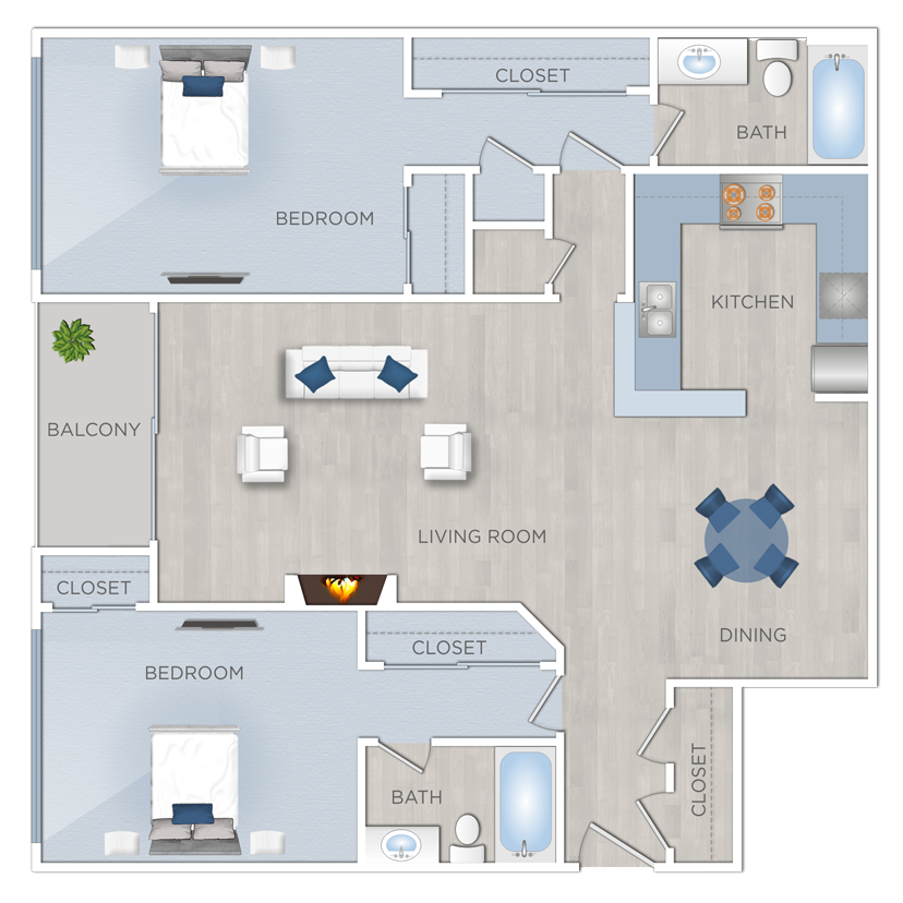 Two Bedroom Apartments in Valley Village, CA Club Riverside