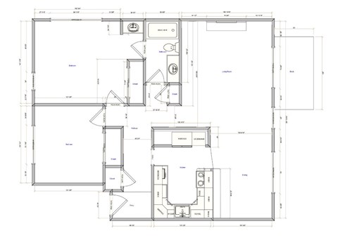 a floor plan of a house with a bedroom and a living room