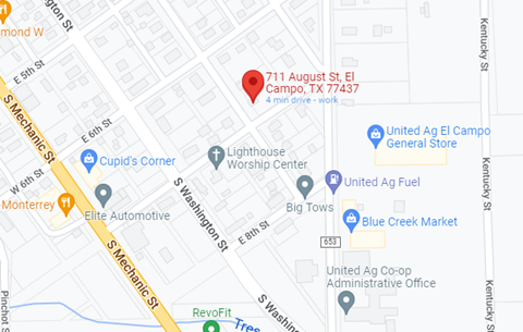 a screenshot of a map of a neighborhood with markers on it