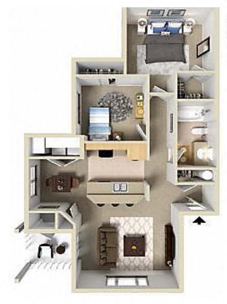 2 bedroom 1 bath floor plan