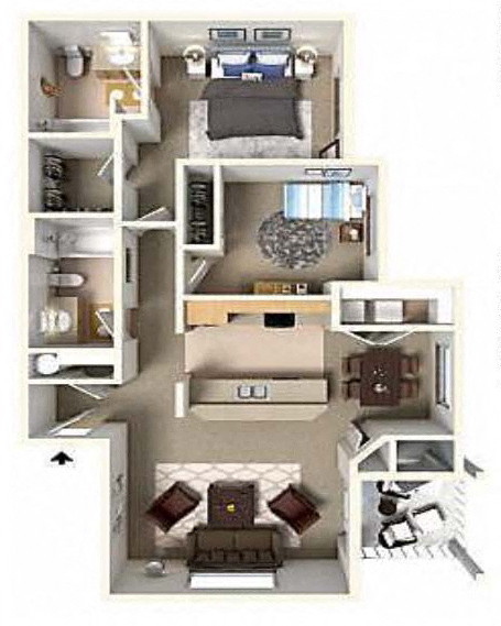 2 bedroom 2 bath floor plan