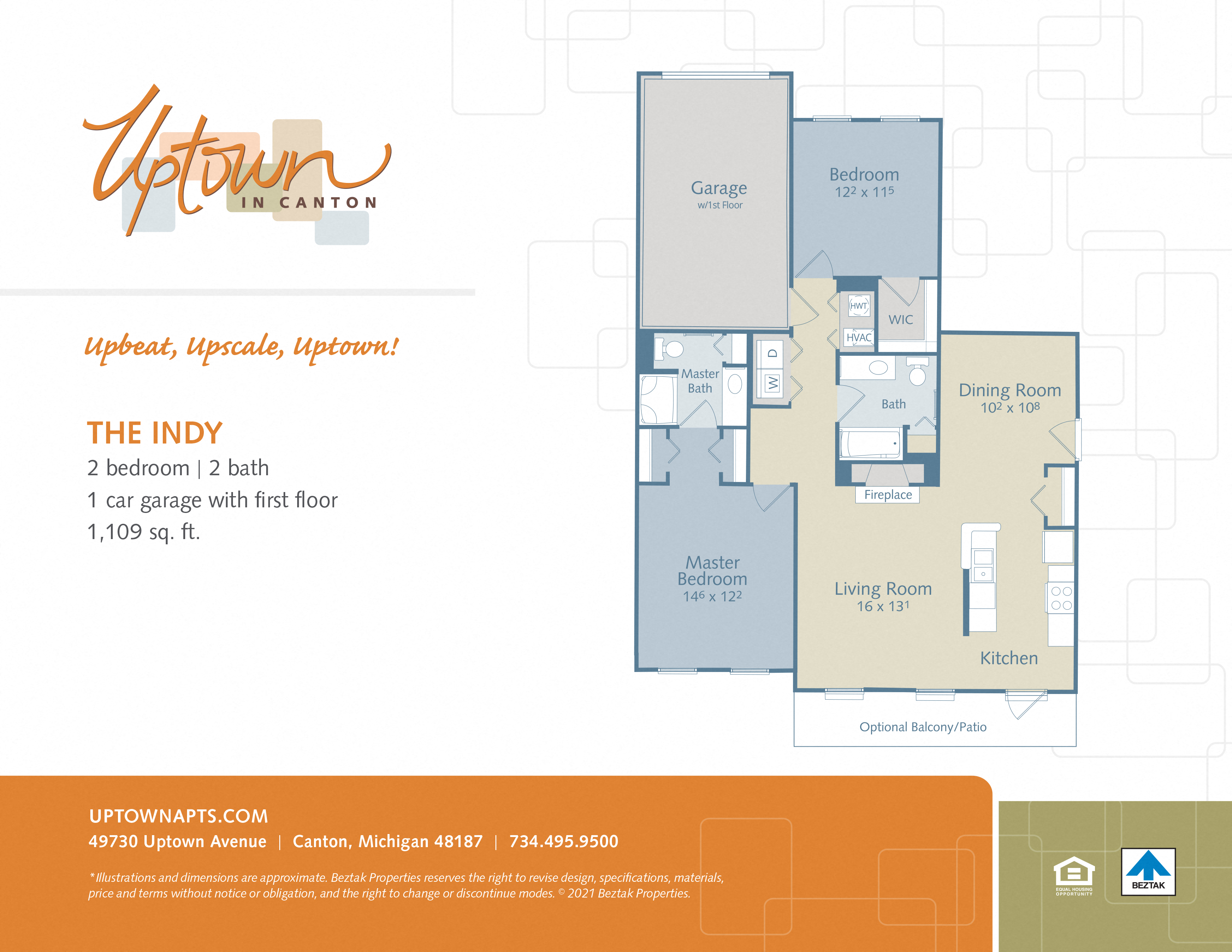 The Indy - first floor apartments include a 1 car attached garage