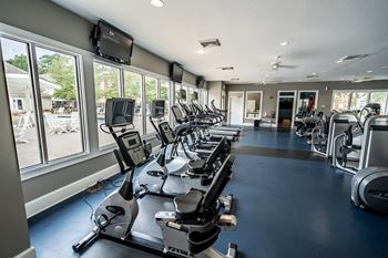 workout equipment in the fitness center at 700 Acqua