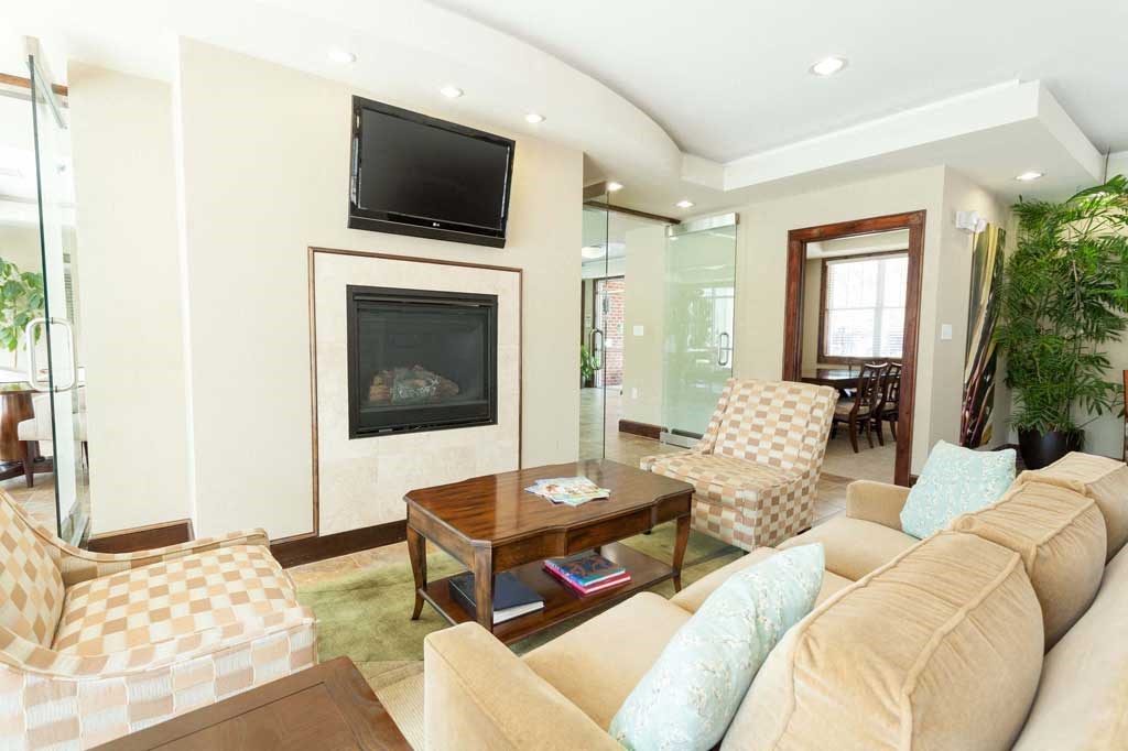 inside the clubhouse fireplace lounge