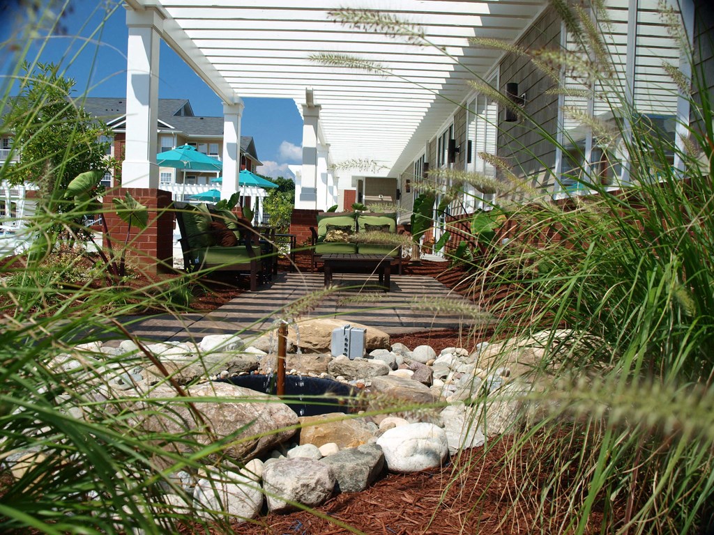 well maintained landscaping surrounds our apartment home in  petersburg virginia