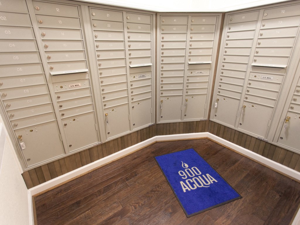 indoor mail room for residence at 900 Acqua