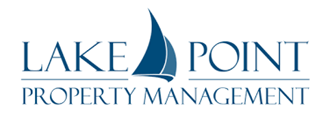 the logo for lake point property management