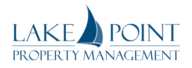 the logo for lake point property management