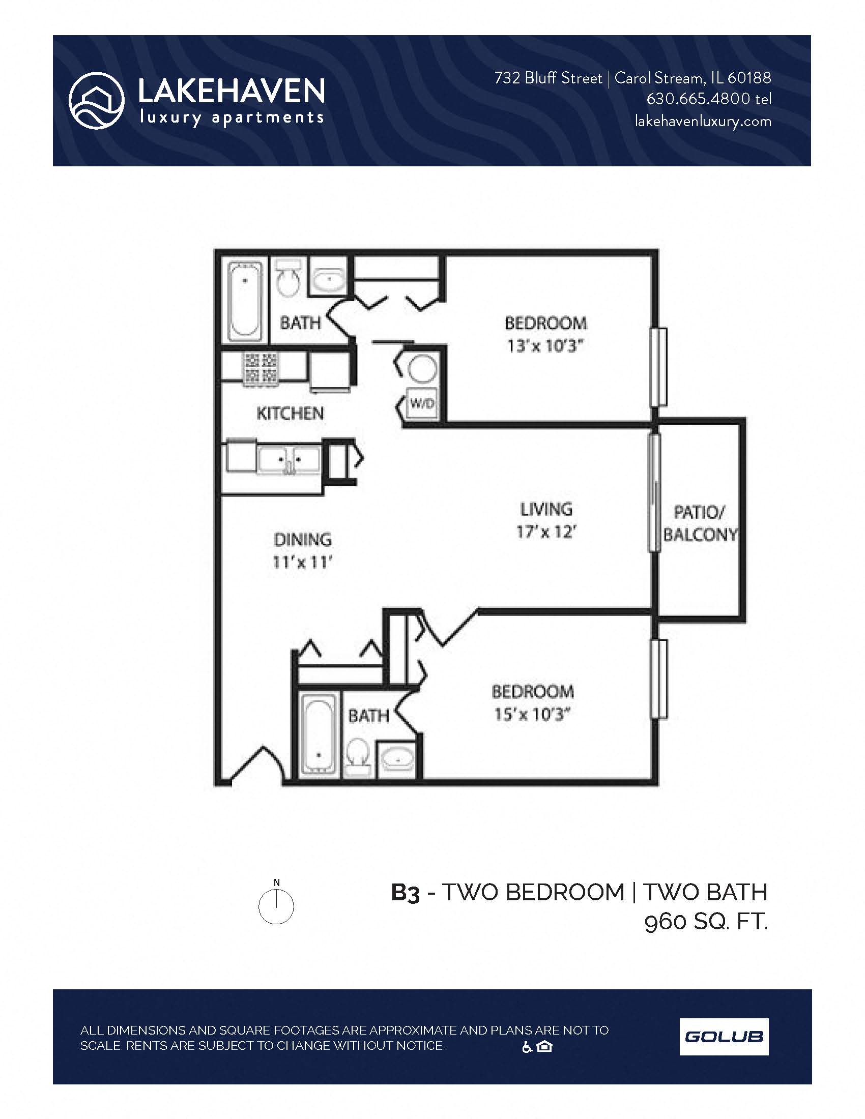 2 Bed 2 Bath (340b3r) - Renovated