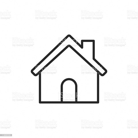 A simple black and white line drawing of a house.