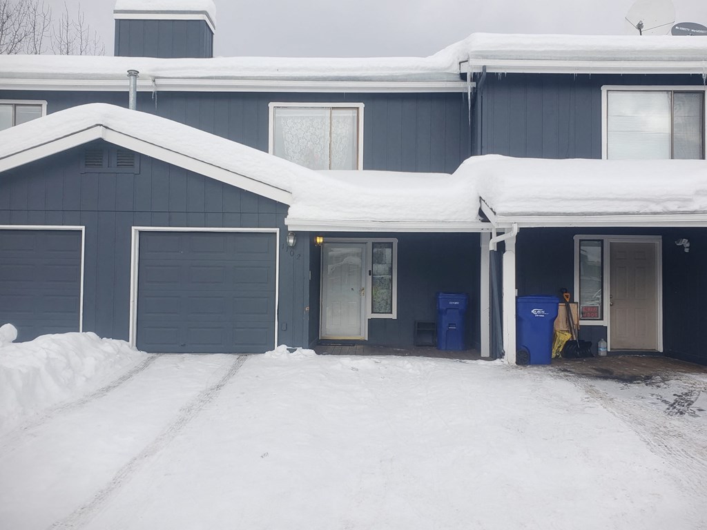the front of our house in the snow