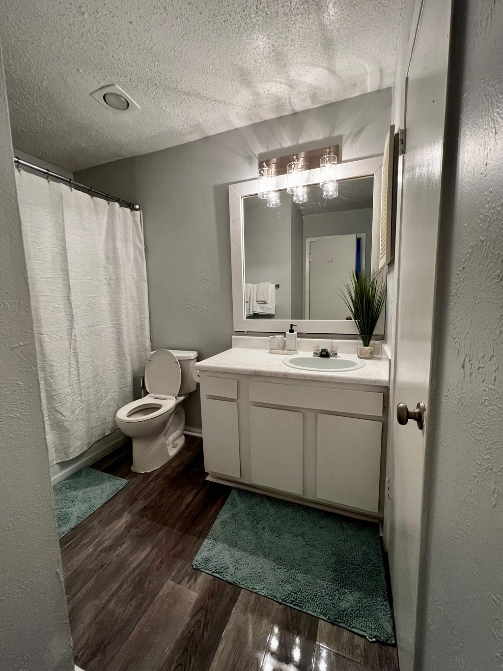 a bathroom with a toilet and a sink and a mirror
