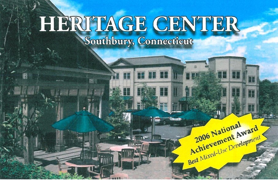 a brochure of the heritage center southbury connection with an image of a restaurant
