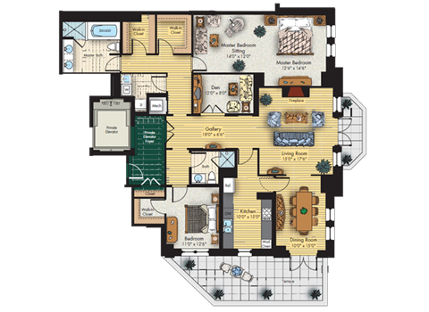 2 bed 2 bath floorplan