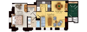1 bed 1 bath floorplan