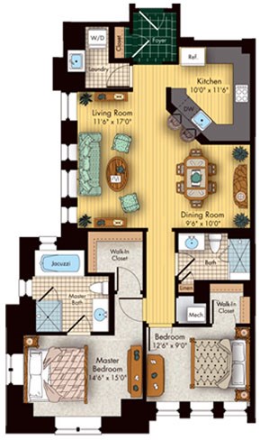2 bed 2 bath floorplan