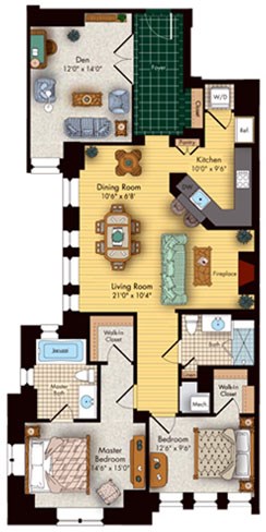 2 bed 2 bath floorplan