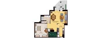 1 bed 1 bath floorplan