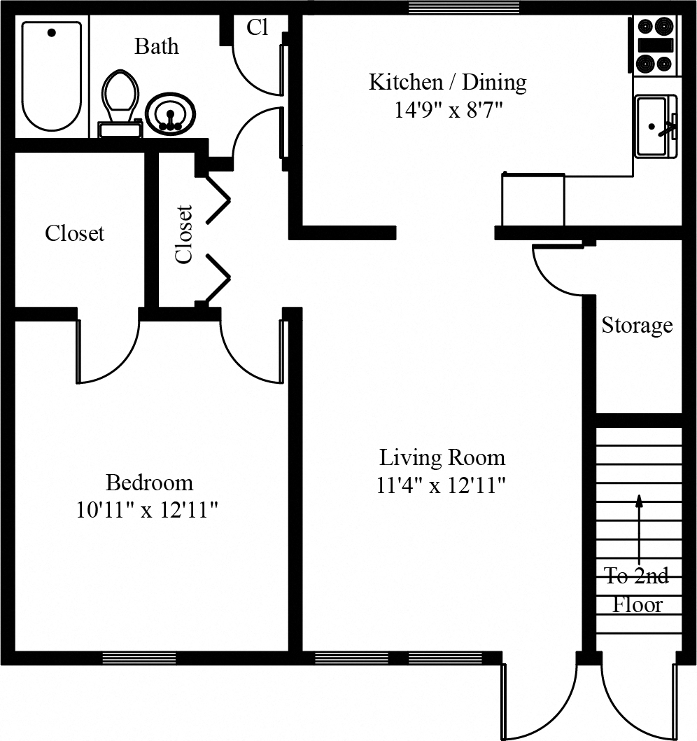 1 Bedroom 1 Bathroom Floor Plan in Chembersburg