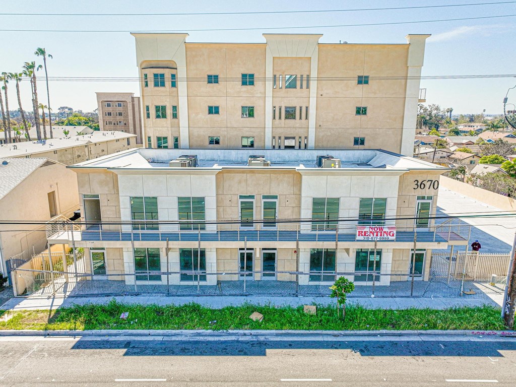 a view of the building from the street