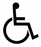 a black and white image of a wheelchair user icon