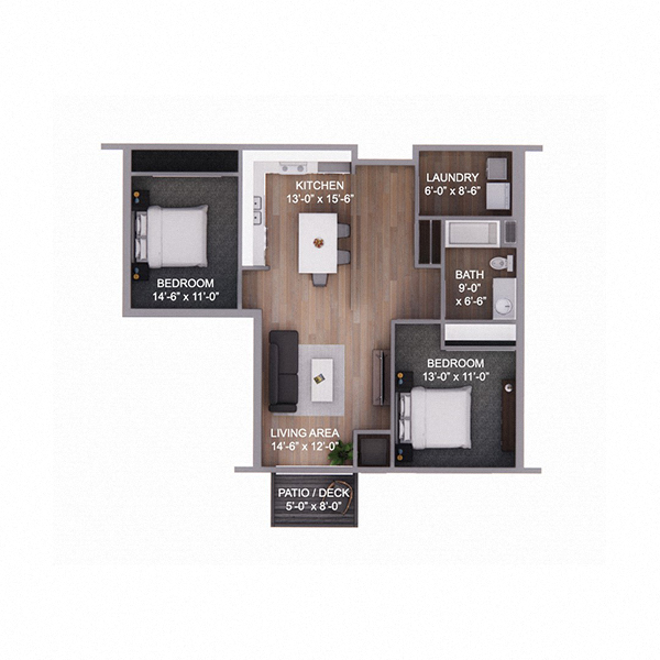 2 Bedroom 1 Bath