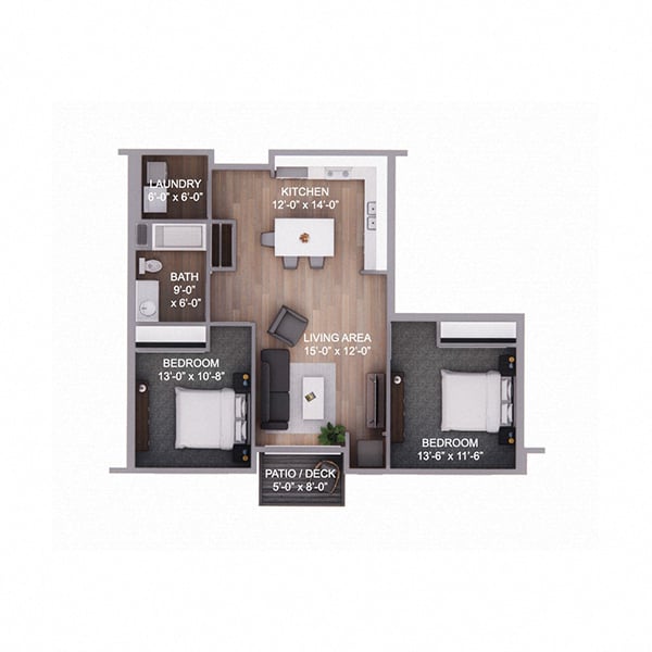 2 Bedroom 1 Bath