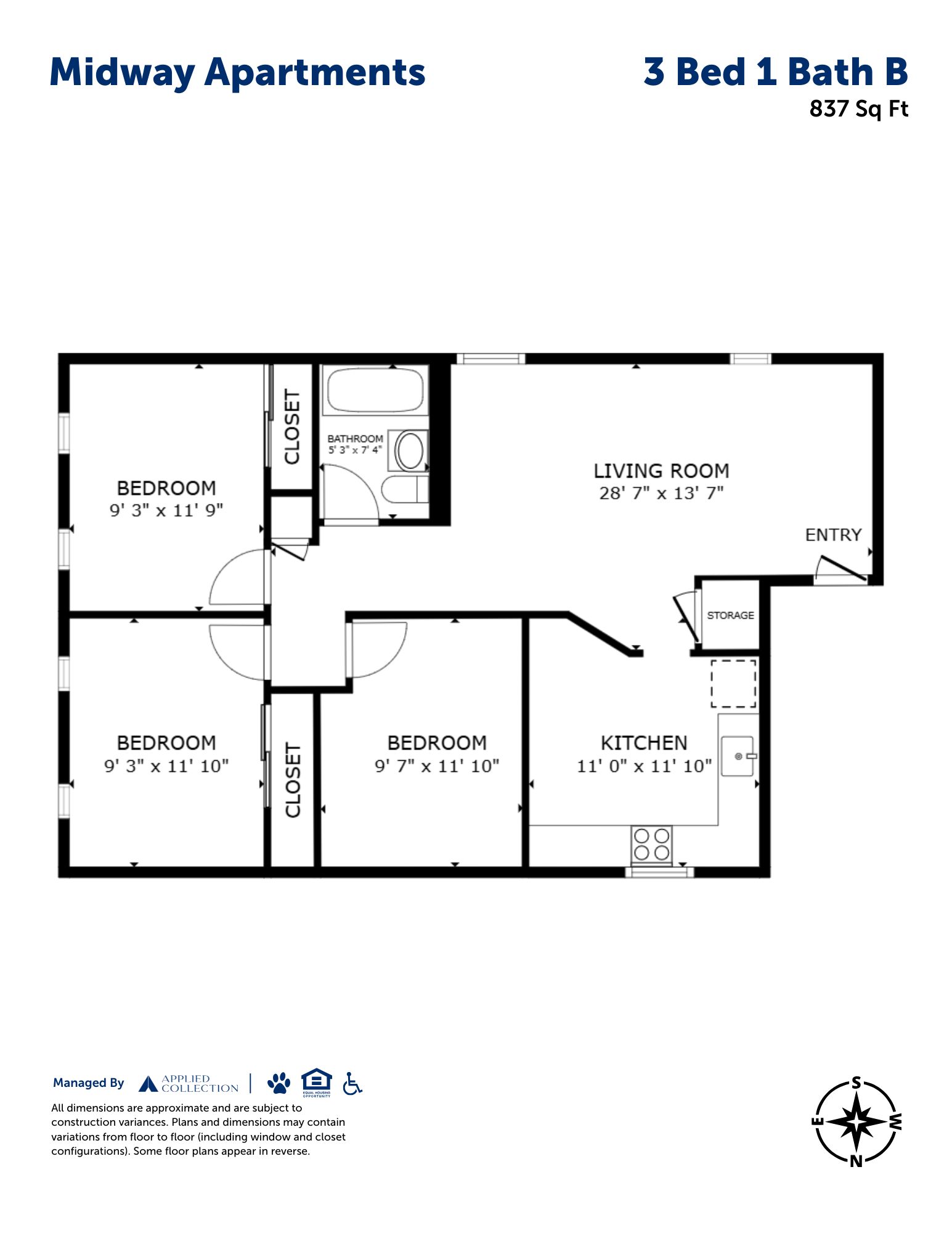 3 Bed 1 Bath B