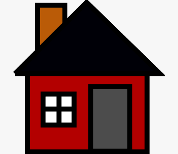a small red house with a black roof