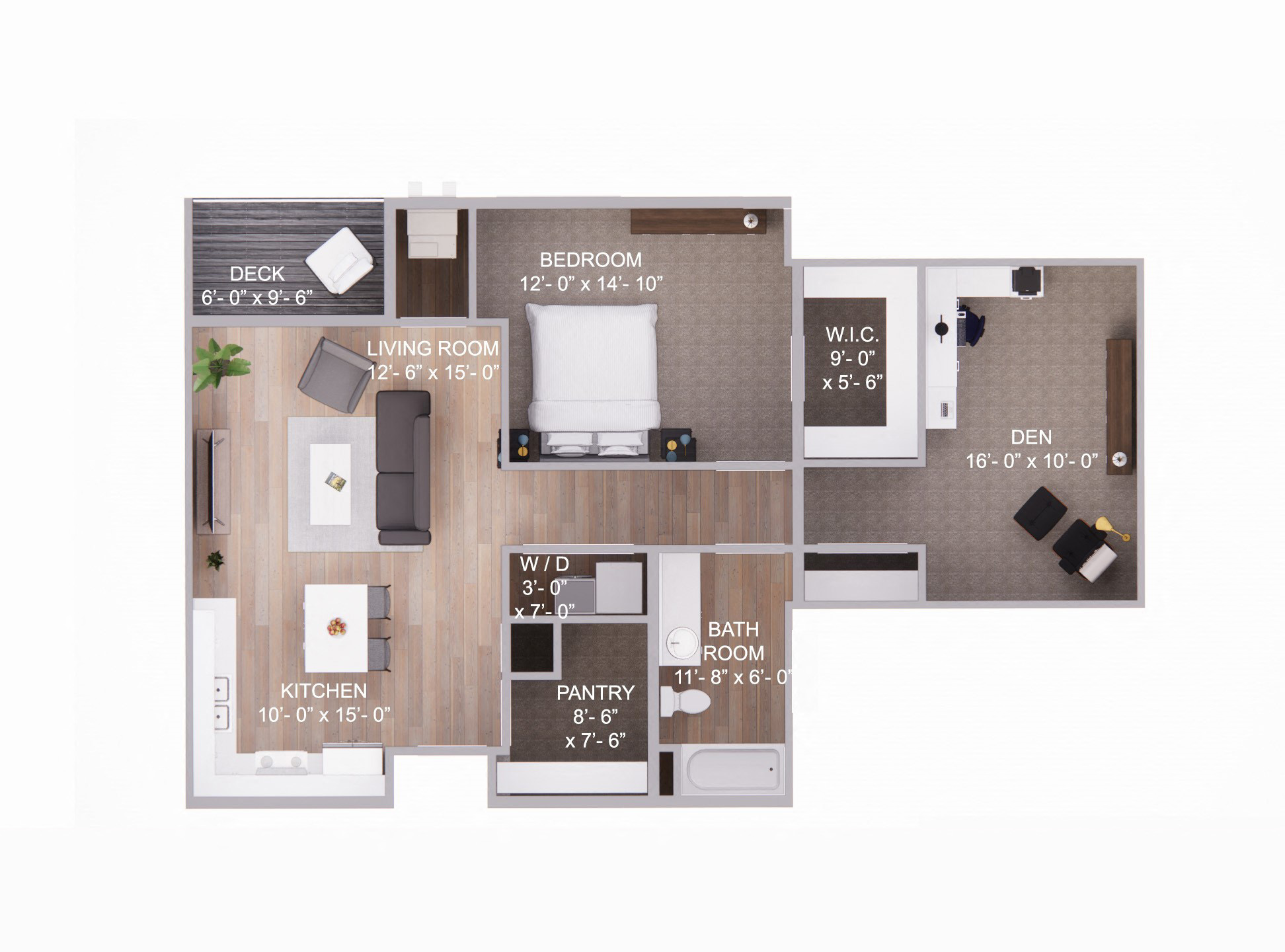 1 Bedroom 1 Bath + Den