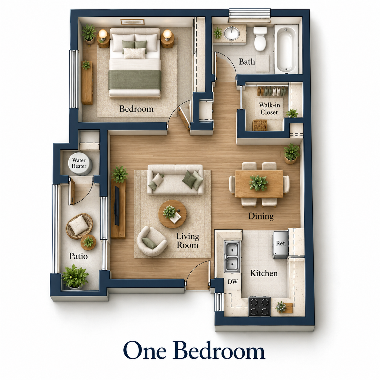 1 bed, 1 bath