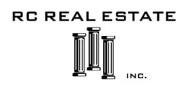 A black and white image of a company logo for RC Real Estate Inc.
