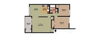 Style A - 2 Bedroom 1 Bath