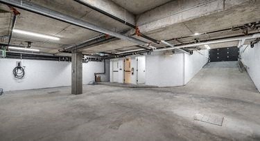 a large room with a door in the middle of it