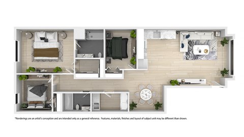 3 bedroom floor plan  the residences at