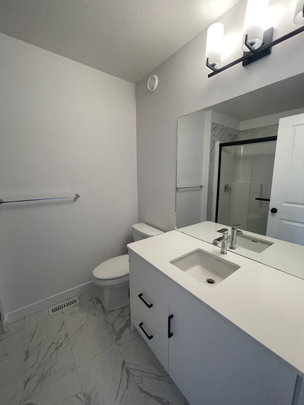 a bathroom with a sink and a toilet and a mirror