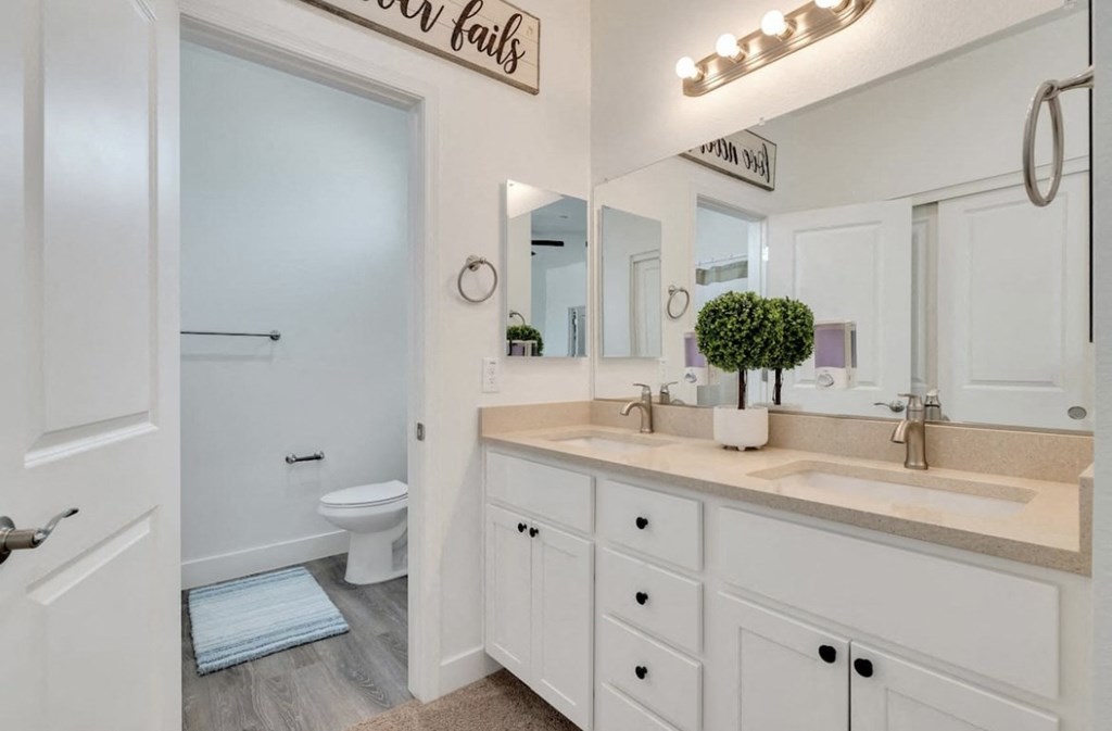 Apartment bathroom at Camelback Townhomes.