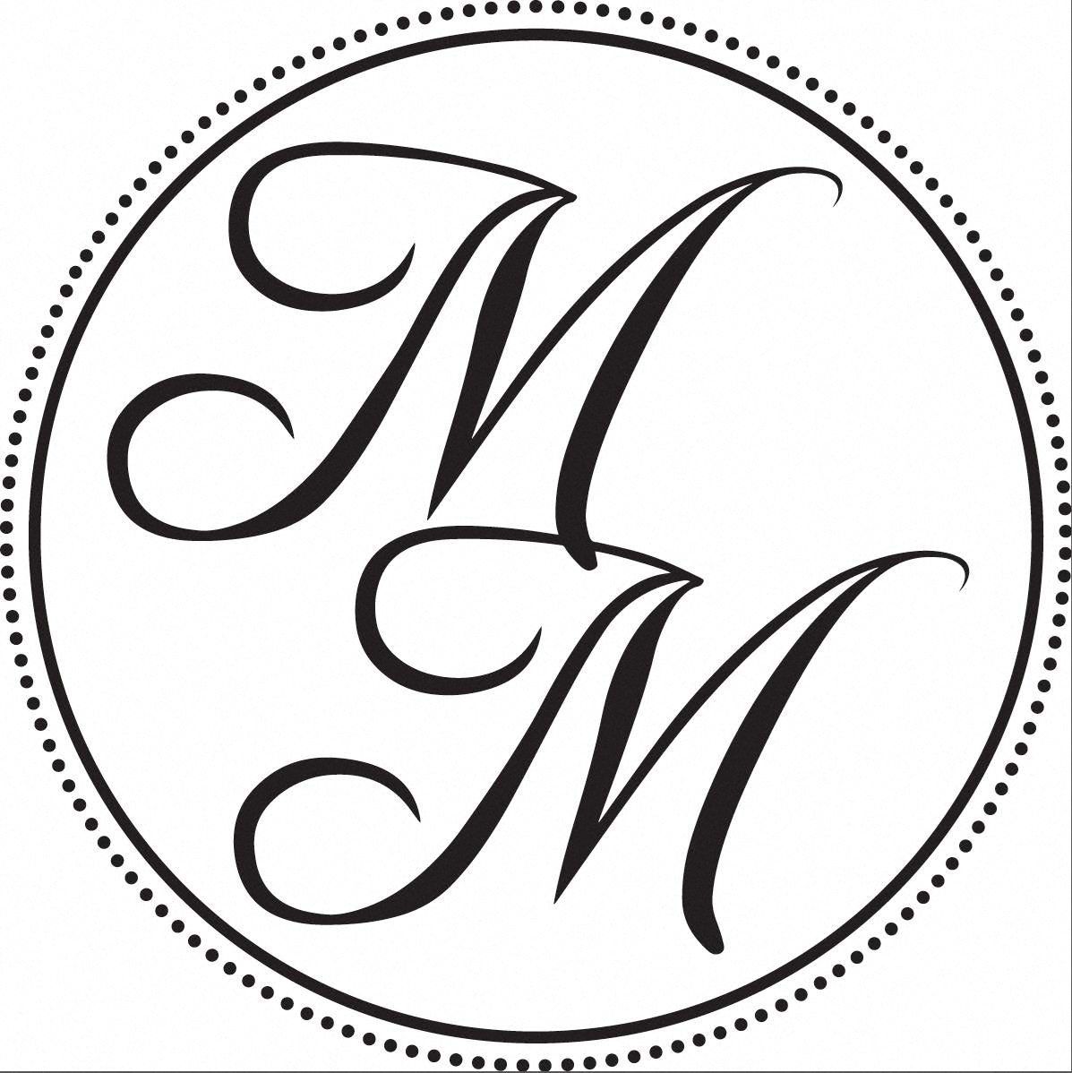 A black and white image of the letter M in a circle.