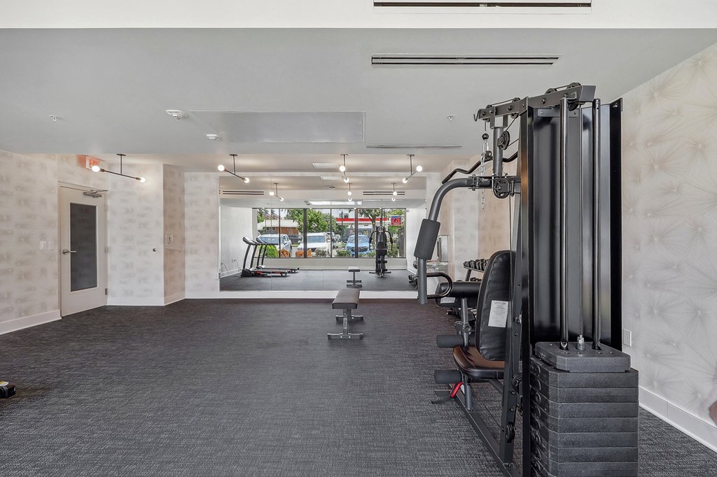 the gym at the flats at big tex apartments