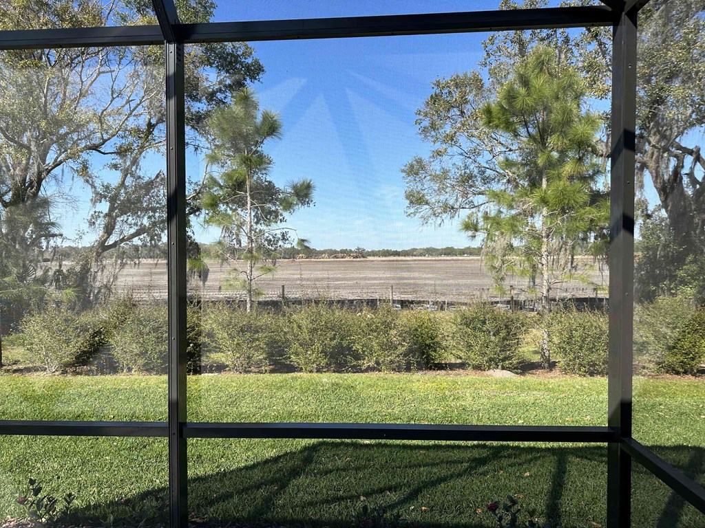 the view of a field from a glass window