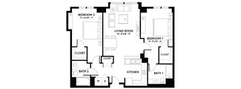 2 Bed/ 2 Bath Den - B1