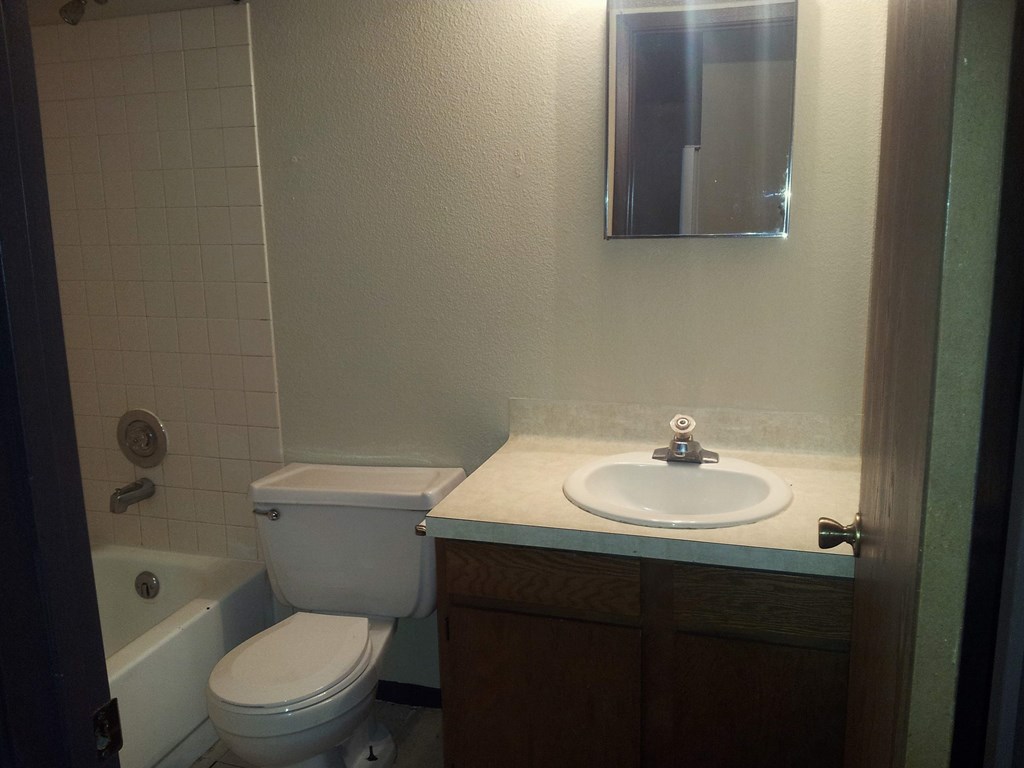 a bathroom with a toilet and a sink and a tub
