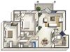 2 Bed 1 Bath Layout at Flagler Pointe Apartments in St Petersburg, FL