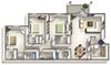 3 Bed 2 Bath Layout 2 at Flagler Pointe Apartments in St Petersburg, FL