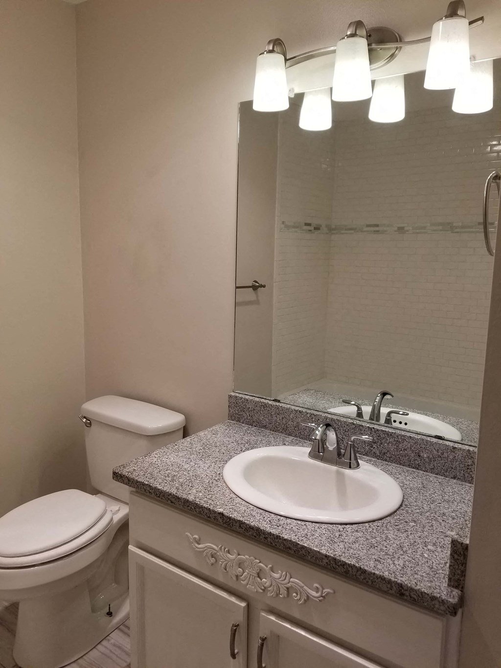 a bathroom with a sink and a toilet and a mirror