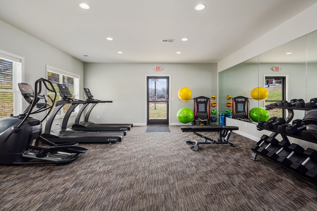 the gym at the flats at big tex apartments